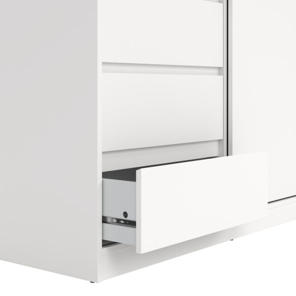 Naia Wardrobe with 1 Sliding Door and 1 Door + 3 Drawers in White - Image 9
