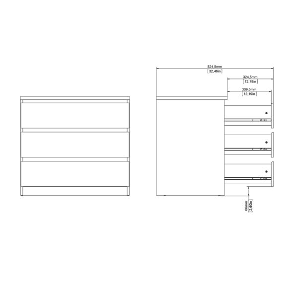 Naia Chest of 3 Drawers in White - Image 9