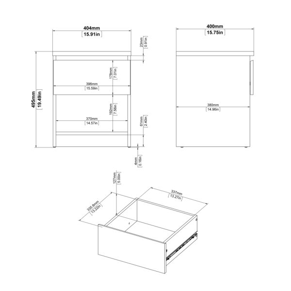 Naia Bedside 1 Drawer 1 Shelf in White - Image 8