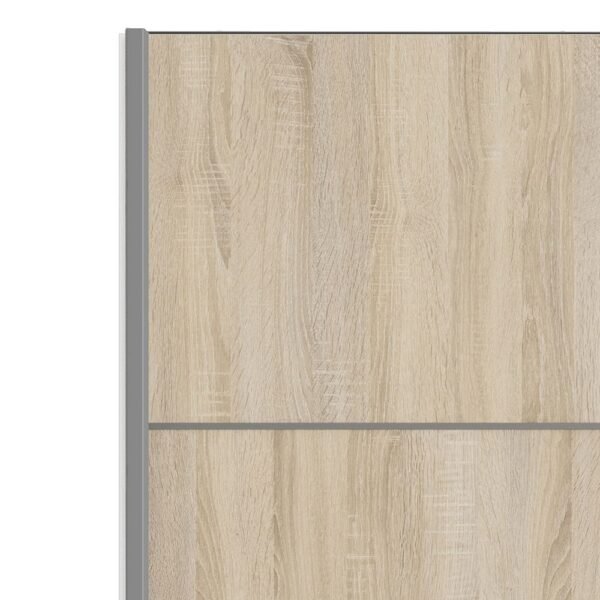 Verona Sliding Wardrobe 120cm in White with Oak Doors with 2 Shelves - Image 13