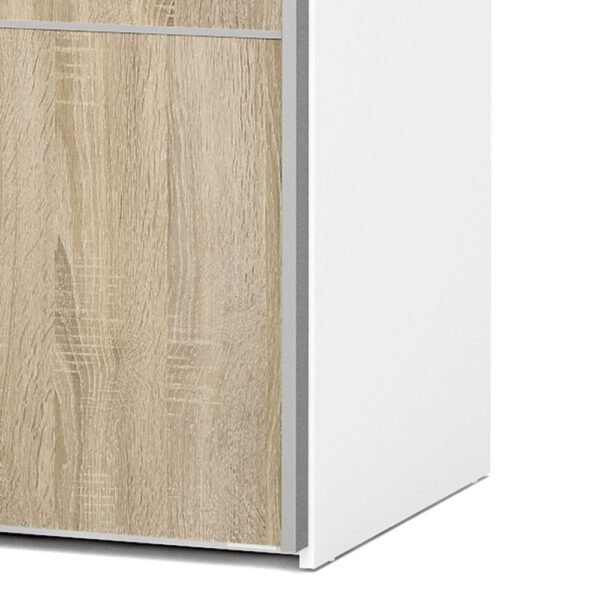Verona Sliding Wardrobe 120cm in White with Oak Doors with 2 Shelves - Image 11