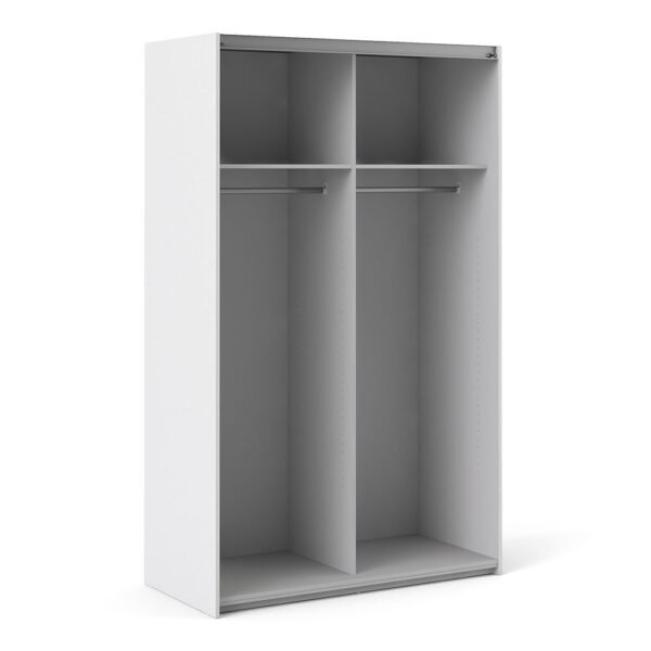 Verona Sliding Wardrobe 120cm in White with Oak Doors with 2 Shelves - Image 8