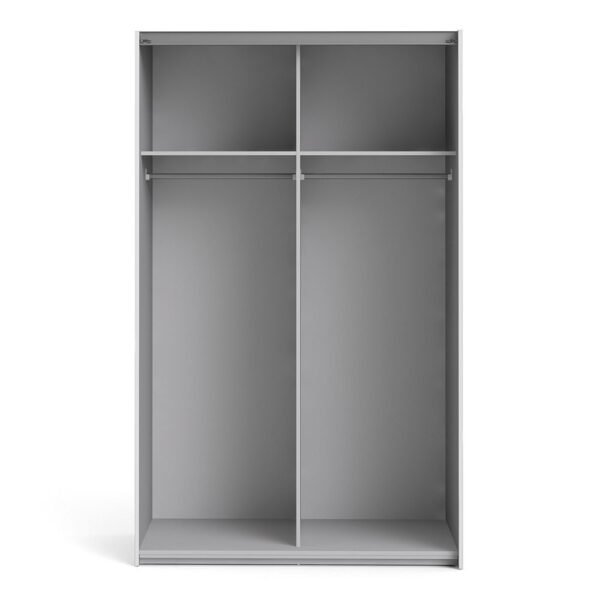 Verona Sliding Wardrobe 120cm in White with Oak Doors with 2 Shelves - Image 7