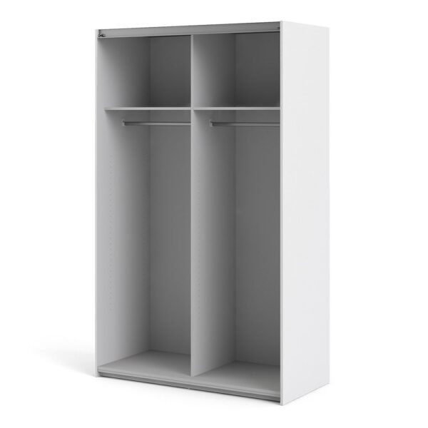 Verona Sliding Wardrobe 120cm in White with Oak Doors with 2 Shelves - Image 5