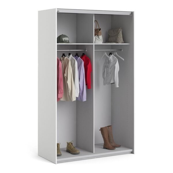 Verona Sliding Wardrobe 120cm in White with Oak Doors with 2 Shelves - Image 6