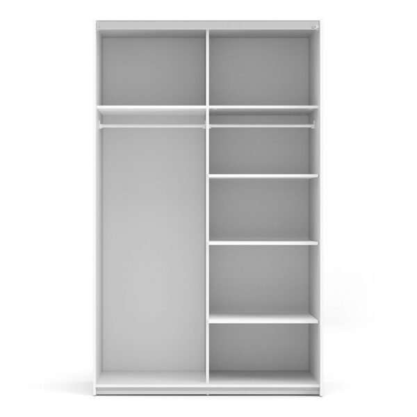 Verona Sliding Wardrobe 120cm in White with Oak Doors with 5 Shelves - Image 3