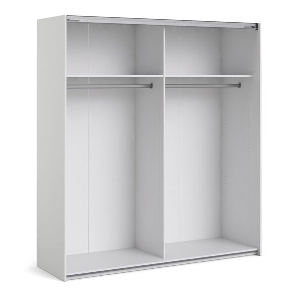 Verona Sliding Wardrobe 180cm in White with White Doors with 2 Shelves - Image 12