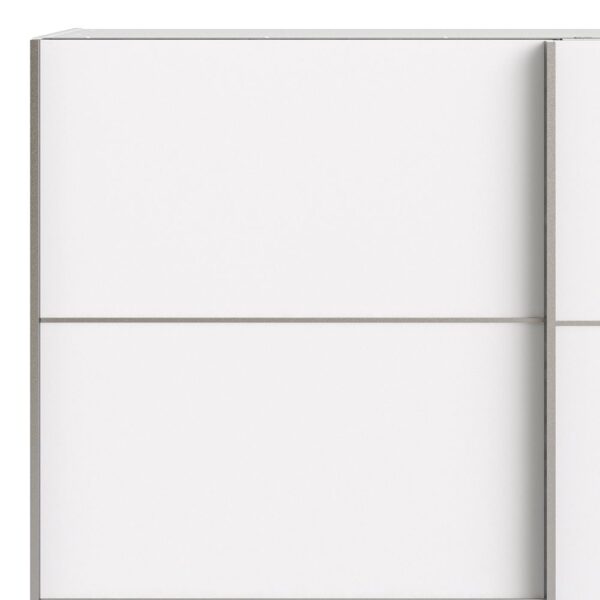 Verona Sliding Wardrobe 180cm in White with White Doors with 2 Shelves - Image 8