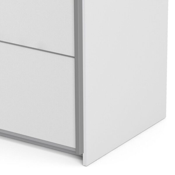 Verona Sliding Wardrobe 180cm in White with White Doors with 2 Shelves - Image 9