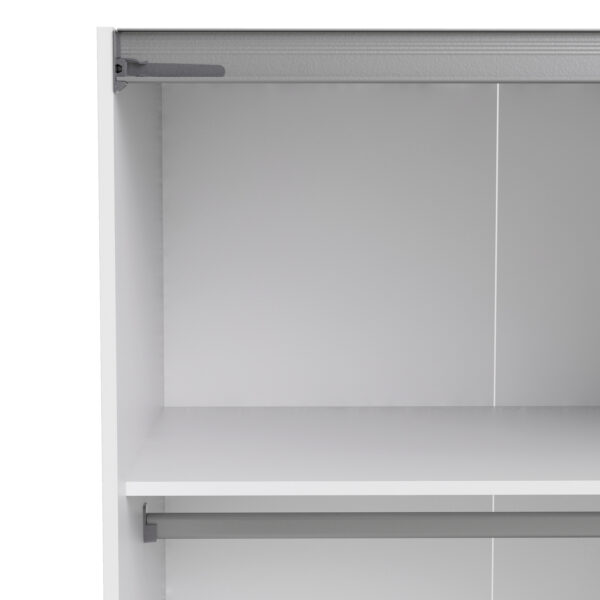 Verona Sliding Wardrobe 180cm in White with White and Oak Doors with 5 Shelves - Image 9