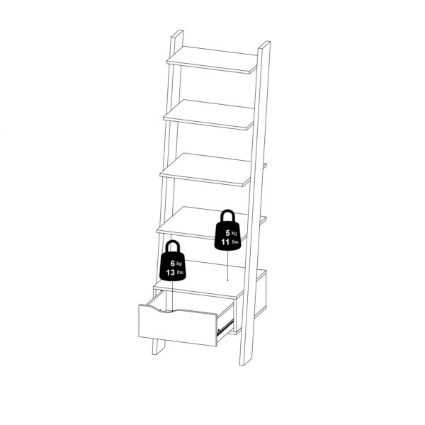 Oslo Leaning Bookcase 1 Drawer in White and Oak - Image 13