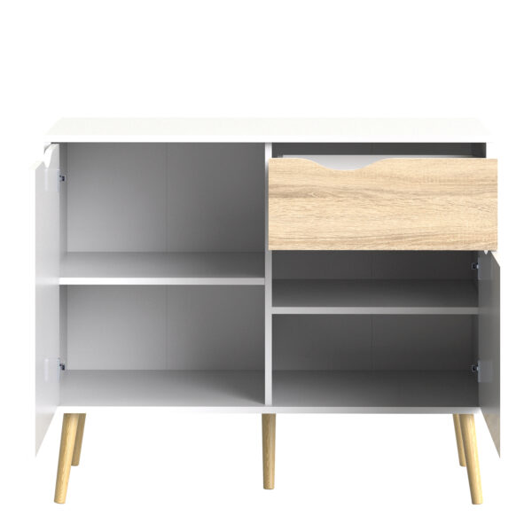 Oslo Sideboard Small 1 Drawer 2 Doors in White and Oak - Image 5