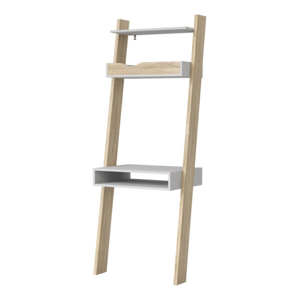 Oslo Leaning Desk in White and Oak - Image 3