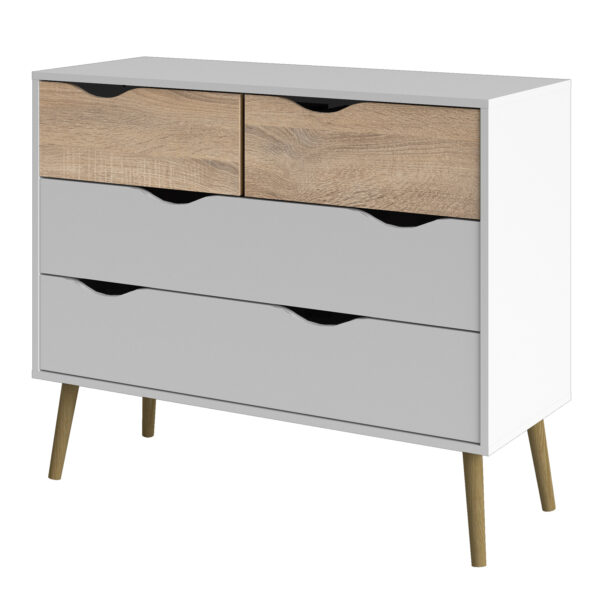 Oslo Chest of 4 Drawers in White and Oak - Image 3