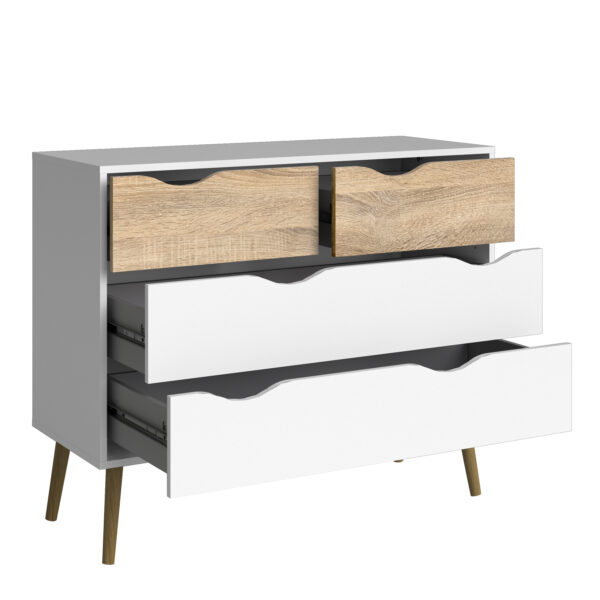 Oslo Chest of 4 Drawers in White and Oak - Image 4