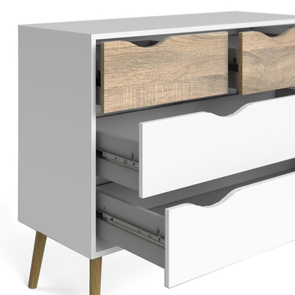 Oslo Chest of 4 Drawers in White and Oak - Image 7