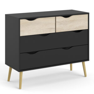 Oslo Chest of 4 Drawers in Black and Oak