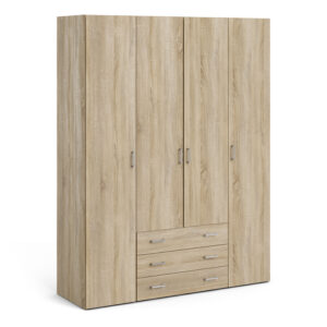 Space Wardrobe 4 Doors 3 Drawers in Oak 2000