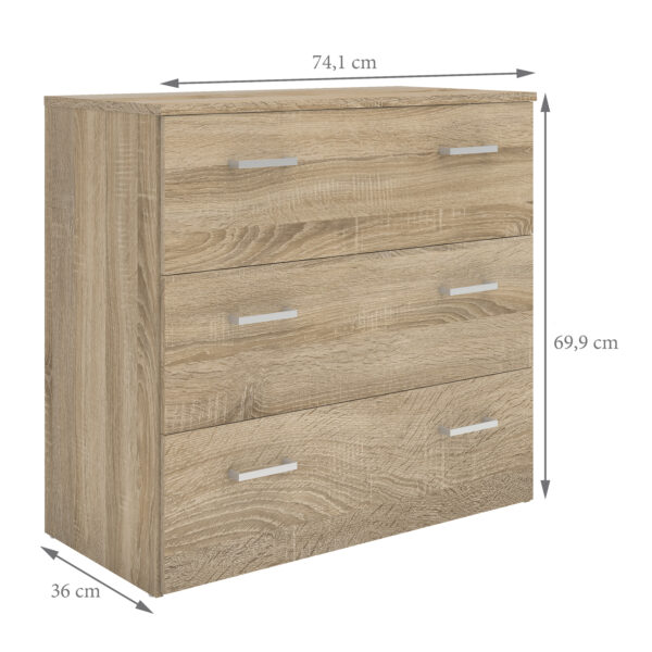 Space Chest of 3 Drawers in Oak - Image 12