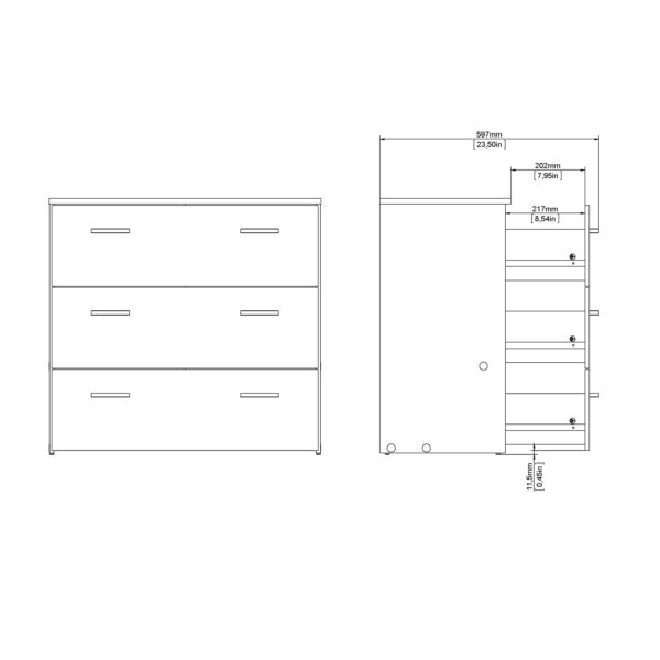 Space Chest of 3 Drawers in Oak - Image 15