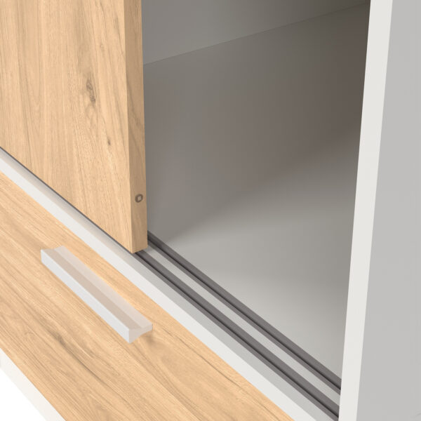 Line Wardrobe with 2 Doors 2 Drawers in White and Jackson Hickory Oak - Image 10