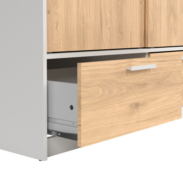 Line Wardrobe with 2 Doors 2 Drawers in White and Jackson Hickory Oak - Image 9