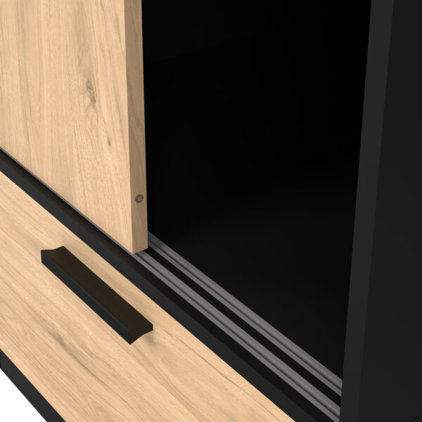 Line Wardrobe with 2 Doors 2 Drawers in Black and Jackson Hickory Oak - Image 10
