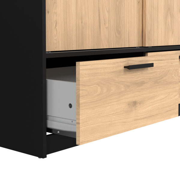 Line Wardrobe with 2 Doors 2 Drawers in Black and Jackson Hickory Oak - Image 9