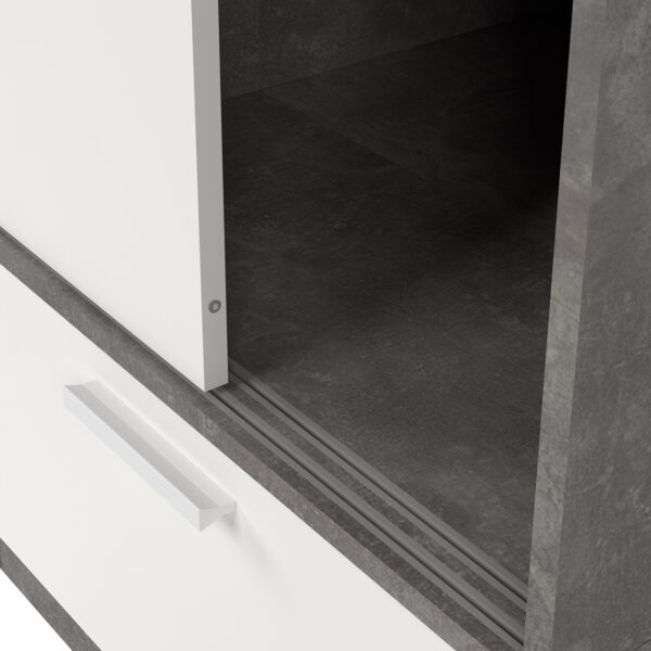 Line Wardrobe with 2 Doors 2 Drawers in White and Concrete - Image 10