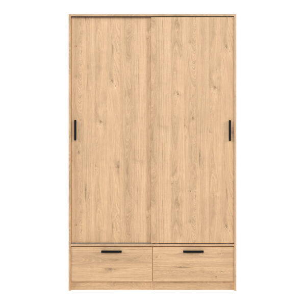 Line Wardrobe with 2 Doors 2 Drawers in Jackson Hickory Oak - Image 3