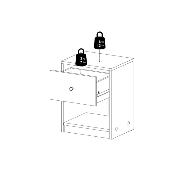 May Bedside 1 Drawer in Grey - Image 12