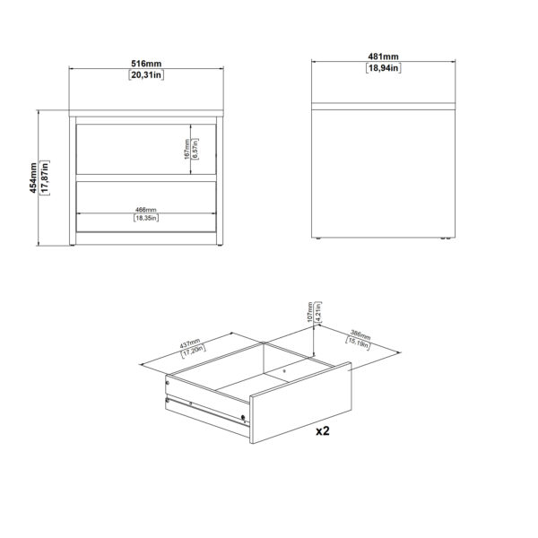 Next Nightstand 2 drawers White - Image 10