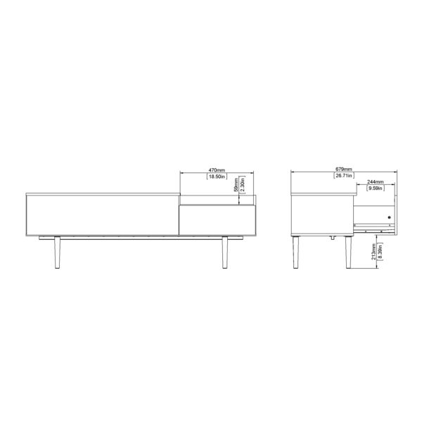 Unit Sideboard 2 Drawers 3 Doors in White and Walnut - Image 13
