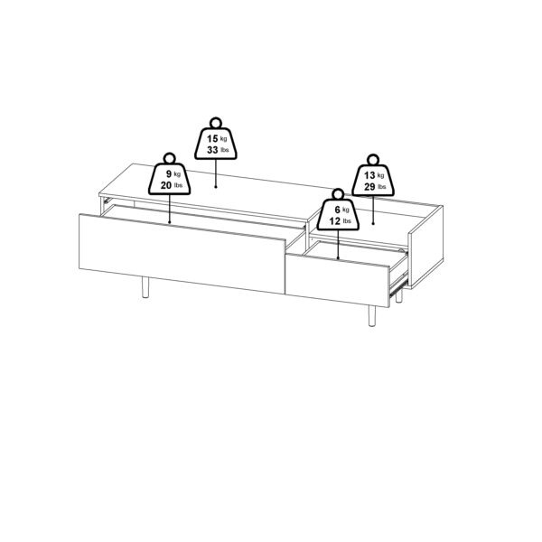 Unit Sideboard 2 Drawers 3 Doors in White and Walnut - Image 14