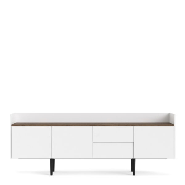 Unit Sideboard 2 Drawers 3 Doors in White and Walnut - Image 2