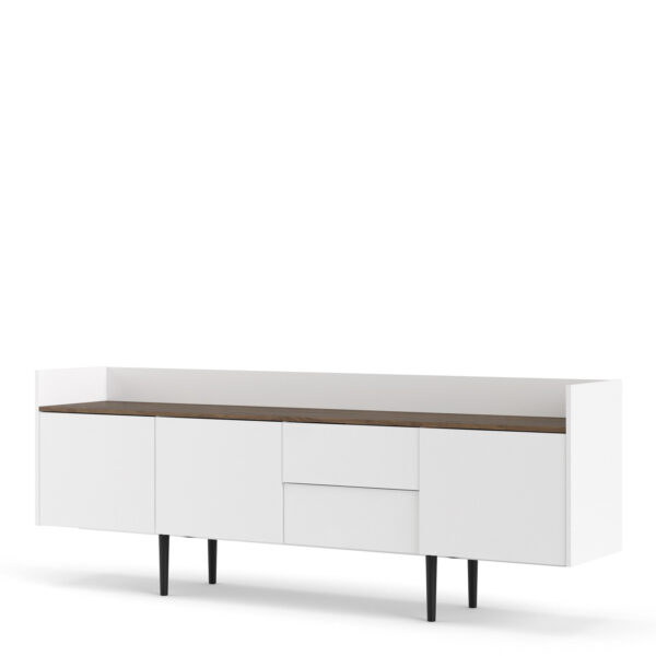 Unit Sideboard 2 Drawers 3 Doors in White and Walnut - Image 3