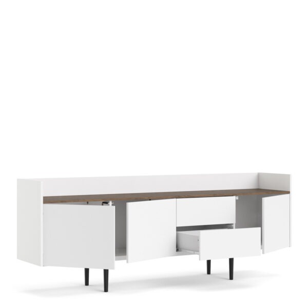 Unit Sideboard 2 Drawers 3 Doors in White and Walnut - Image 4