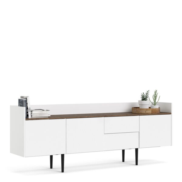 Unit Sideboard 2 Drawers 3 Doors in White and Walnut - Image 7