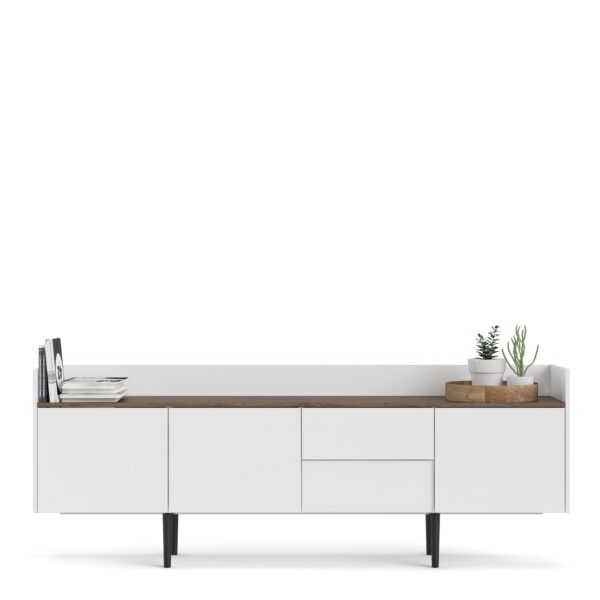 Unit Sideboard 2 Drawers 3 Doors in White and Walnut - Image 8