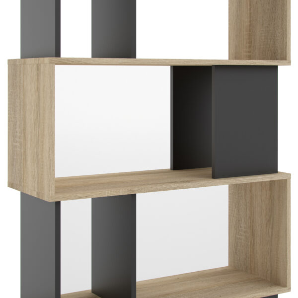 Maze Open Bookcase 4 Shelves in Oak and Black - Image 6