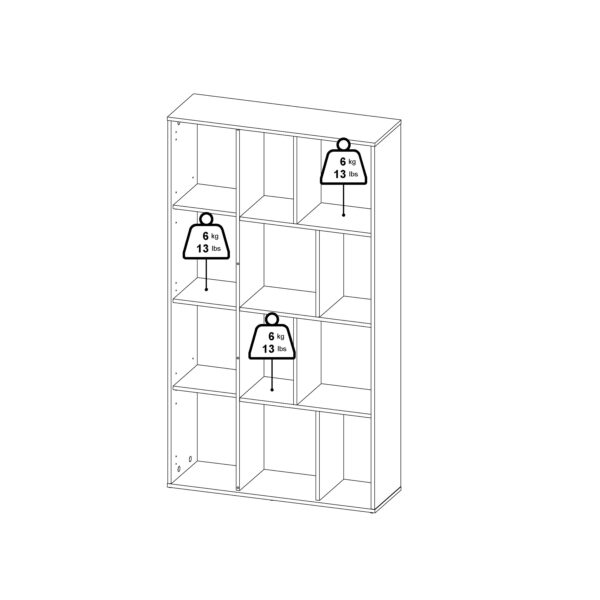 Maze Bookcase with 1 Door in Jackson Hickory and White High Gloss - Image 11