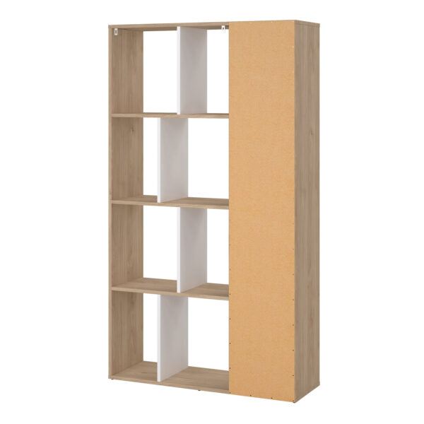 Maze Bookcase with 1 Door in Jackson Hickory and White High Gloss - Image 4