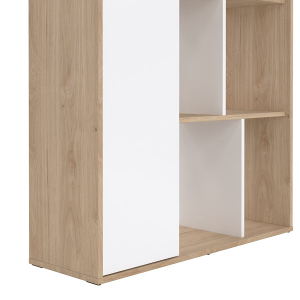 Maze Bookcase with 1 Door in Jackson Hickory and White High Gloss - Image 7