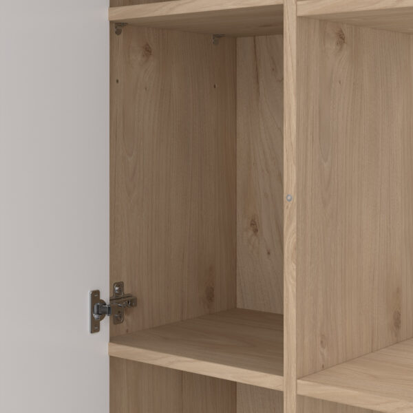 Maze Bookcase with 1 Door in Jackson Hickory and White High Gloss - Image 8