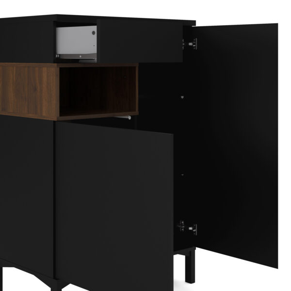 Roomers Sideboard 2 Door 1 Drawer in Black and Walnut - Image 10