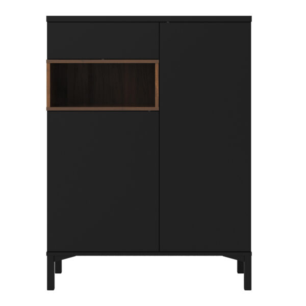 Roomers Sideboard 2 Door 1 Drawer in Black and Walnut - Image 2