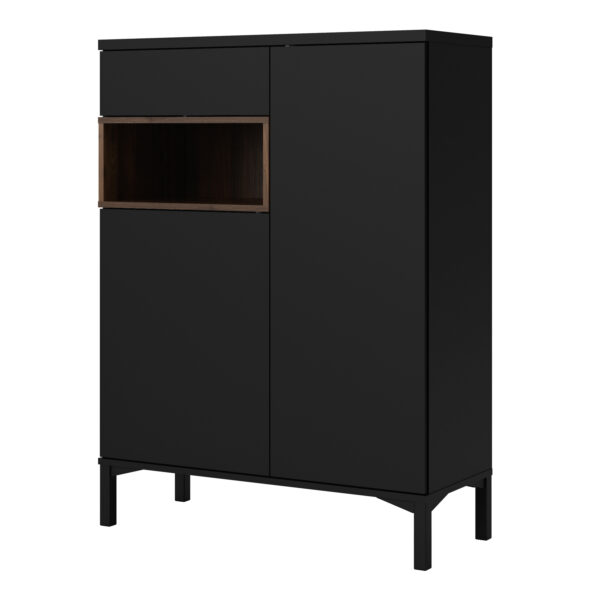 Roomers Sideboard 2 Door 1 Drawer in Black and Walnut - Image 3