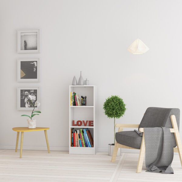Basic Low Narrow Bookcase (2 Shelves) in White - Image 7