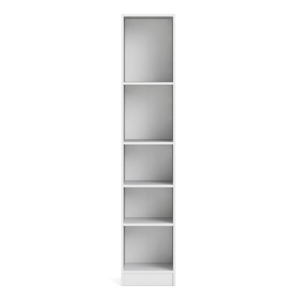 Basic Tall Narrow Bookcase (4 Shelves) in White - Image 3