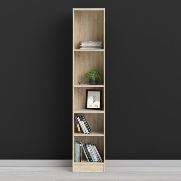 Basic Tall Narrow Bookcase (4 Shelves) in Oak - Image 5